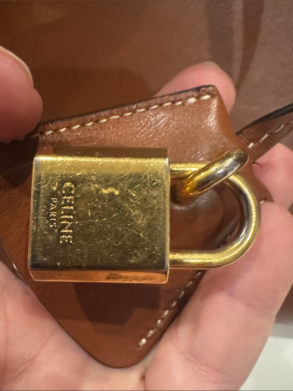 Classic Brown Leather Celine Tote/Shoulder bag. Gold Accents from Paris. - Picture 3 of 10